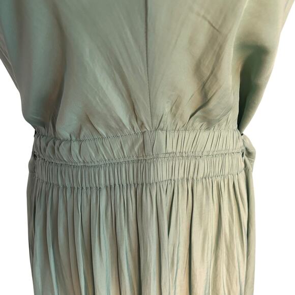 Tahari V-Neck Sleeveless Drawstring Waist Green Midi Dress Plus Size 1X NEW - Picture 3 of 10